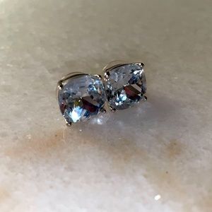kate spade square stud earrings - clear/silver